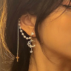 Stunning Crescent Moon Dangle Tassel Ear Wrap Cuff