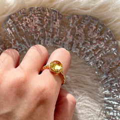 Lemon Yellow Citrine Topaz Ring