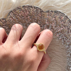 Lemon Yellow Citrine Topaz Ring
