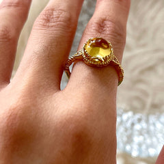 Lemon Yellow Citrine Topaz Ring