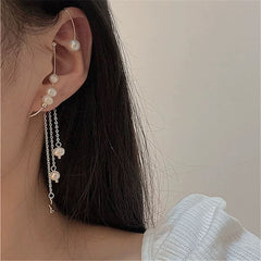 Pendientes colgantes de perla sin perforar de estilo bohemio