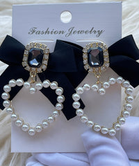 Pendientes de cinta de seda negra Balletcore