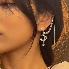 Stunning Crescent Moon Dangle Tassel Ear Wrap Cuff