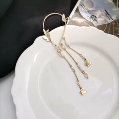 No Pierce Gold Butterfly Dangle Ear Wrap