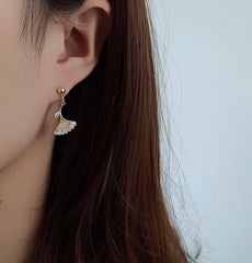 Rose Gold Ginkgo Leaf Earrings