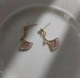 Rose Gold Ginkgo Leaf Earrings