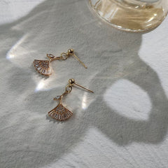 Rose Gold Ginkgo Leaf Earrings
