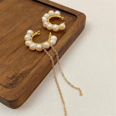 Pendientes trepadores de perla natural sin perforaciones