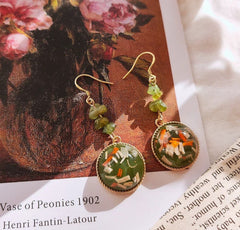 Pendientes botánicos prensados en seco