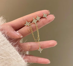 Pendiente trepador colgante con forma de estrella de Golden North