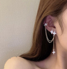 Pendiente trepador colgante con forma de estrella de Golden North