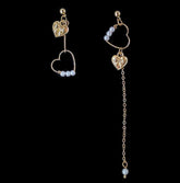 Minimalist Mismatched Angel Heart Earrings