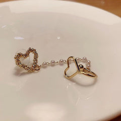 Niedliche Perle Herz Helix Dangle Ear Cuff Climber