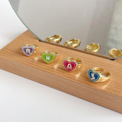Zodiac Sign Horoscope Heart Chunky Ring