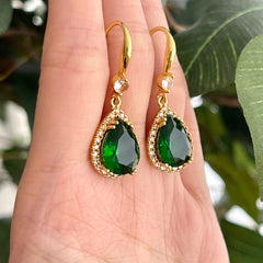 Teardrop Emerald Green Earrings