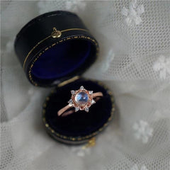 Rose Gold Floral Moonstone Ring