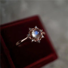 Rose Gold Floral Moonstone Ring