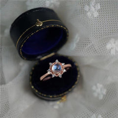 Rose Gold Floral Moonstone Ring