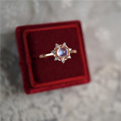 Rose Gold Floral Moonstone Ring