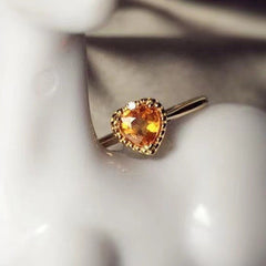 Yellow citrine crystal ring