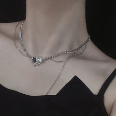 Collar con colgante de corazón morado de varias capas