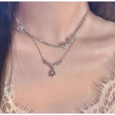 Funkelnde süße Mädchen rosa Herz Charm Anhänger Halskette