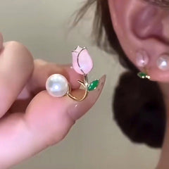 Pendientes de dos vías con flores de tulipán de Fairycore