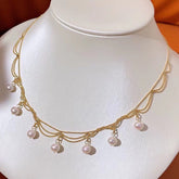 Mehrreihige Halskette mit Naturperlen