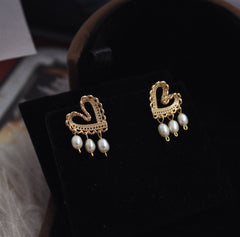 Romantic Gold Lace Heart Earrings