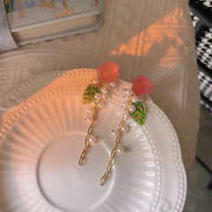 Pendientes de flores rosas de Bohemia hechos a mano