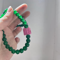 Collar de jade verde oscuro natural