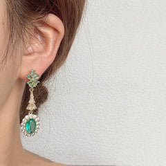 Luminous Green Gemstone Earrings