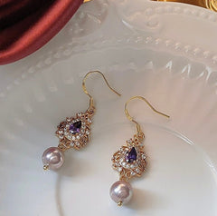 Purple Pearl Amethyst Teardrop Earrings