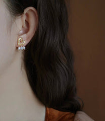 Romantic Gold Lace Heart Earrings