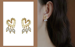 Romantic Gold Lace Heart Earrings