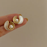 Unique Mother of Pearl Gold Earrings