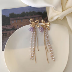 Lavender Purple Lily Flower Dangle Earrings