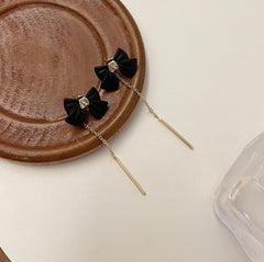 Schwarze Schleife Gold Ohrringe