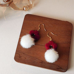Red Velvet Rose Flower Earrings