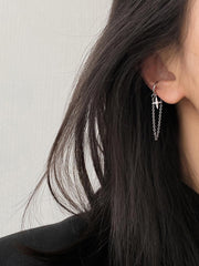 Pendientes colgantes celestiales con estrellas plateadas que no se pueden perforar