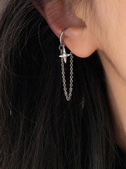 Pendientes colgantes celestiales con estrellas plateadas que no se pueden perforar