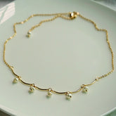 Pearl Curved Bar Link Necklace