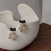 Süße Gothic Schwarze Schleife Band Ohrringe