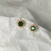 Minimalist Emerald Green Stud Earrings
