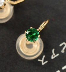 Joyas para orejas con clip de oro verde esmeralda sin perforaciones