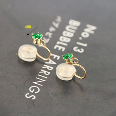 Joyas para orejas con clip de oro verde esmeralda sin perforaciones