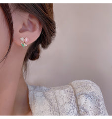 Süße pastellrosa Tulpen Ohrstecker