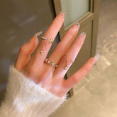 Unique Dainty Gold Rings Set With Dangle Charm