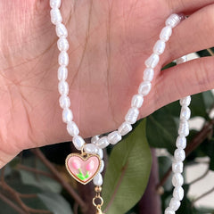 Y2K Pink Tulip Heart Charm Pendant