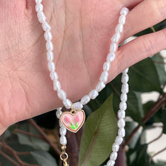 Y2K Pink Tulip Heart Charm Pendant